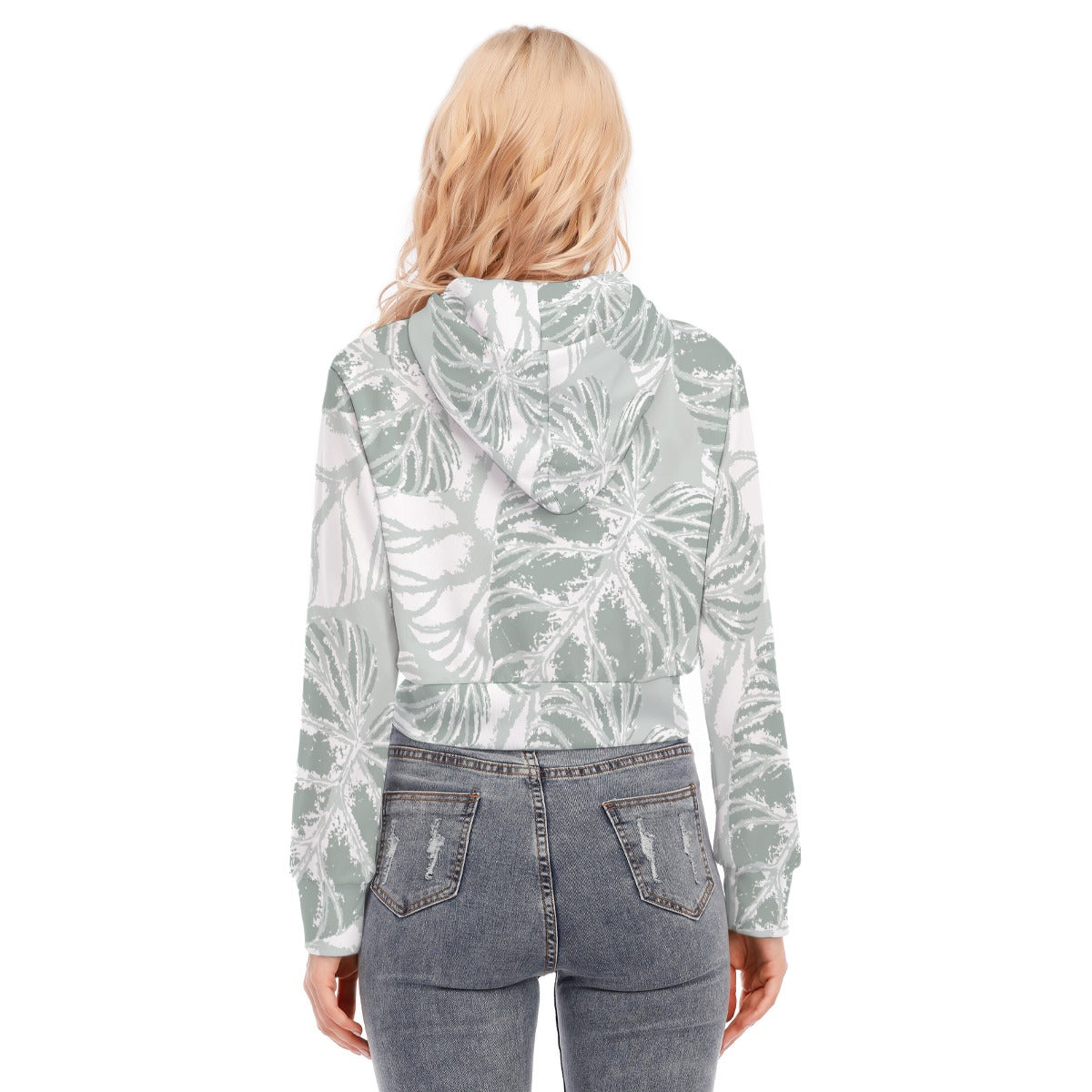 All-Over Print Women's Crop Top Hoodie With Zipper Closure
