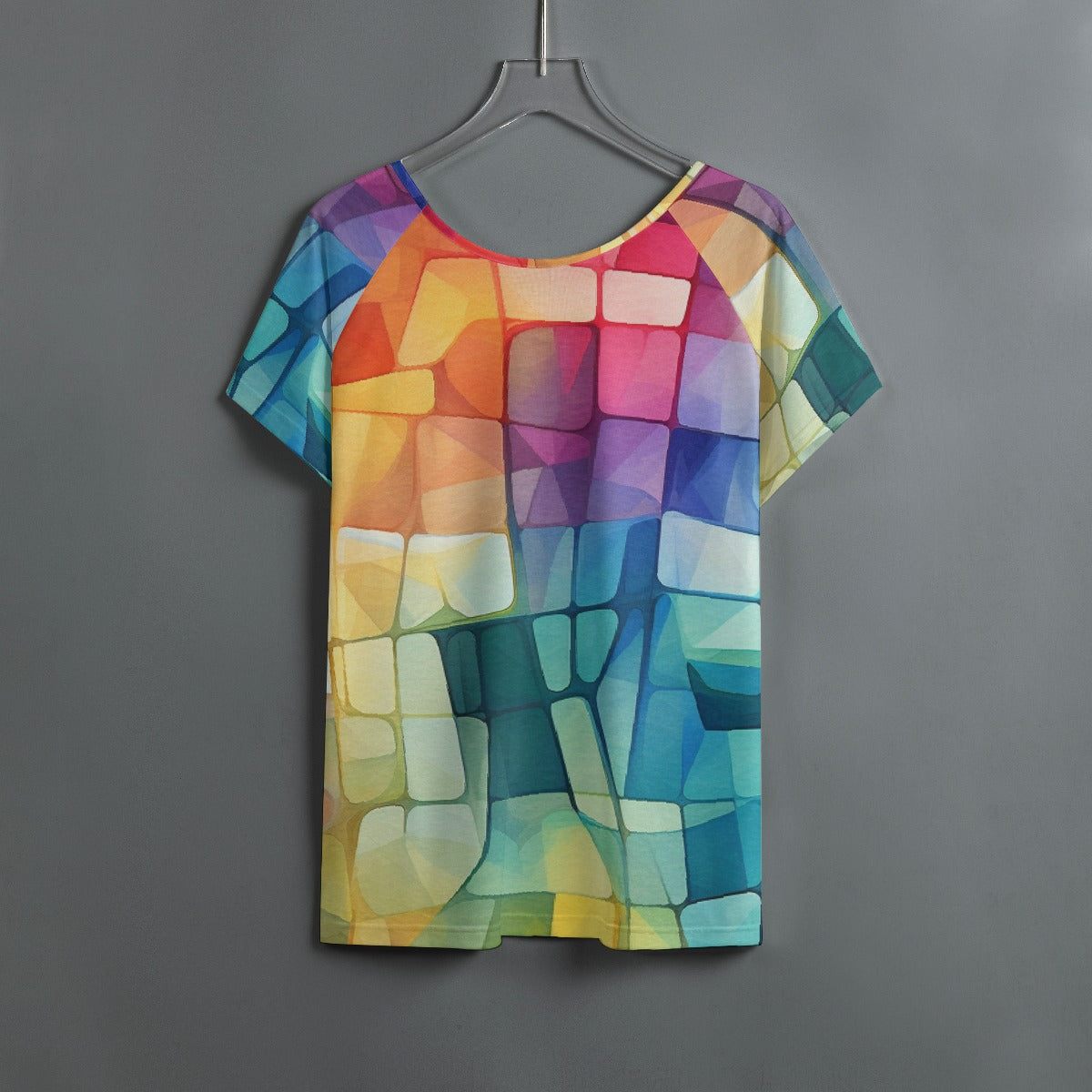 All-Over Print Women's Round Neck T-shirt With Raglan Sleeve
