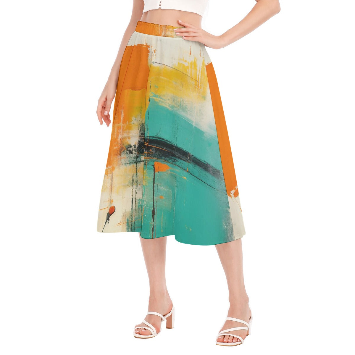 All-Over Print Women's Long Section Chiffon Skirt