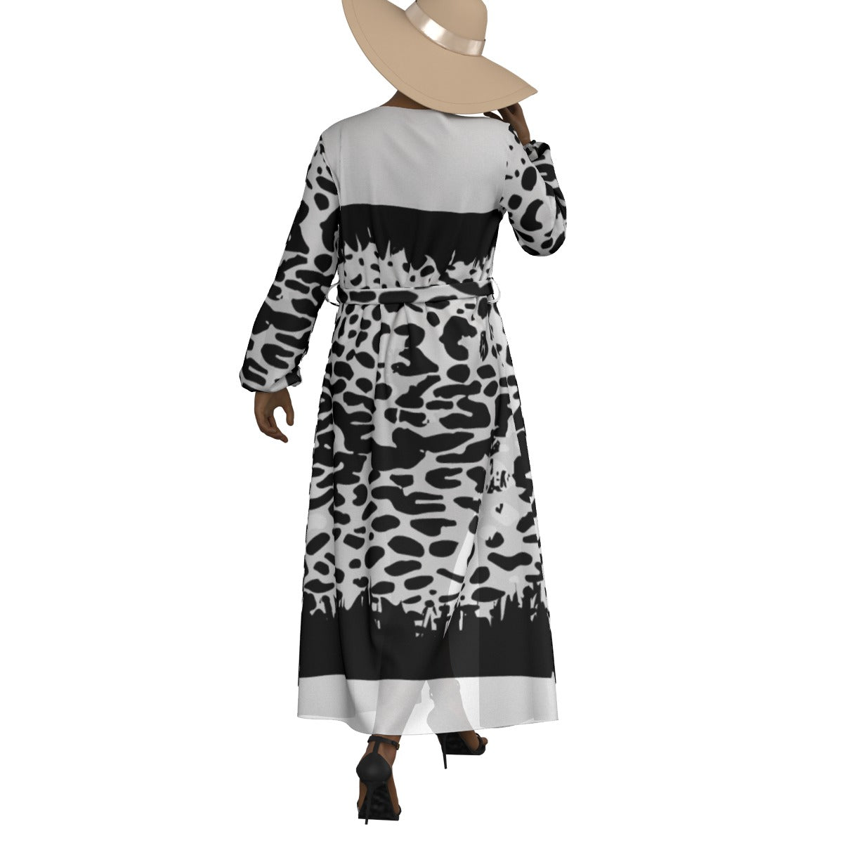 All-Over Print Women's Lace-up Chiffon Robe