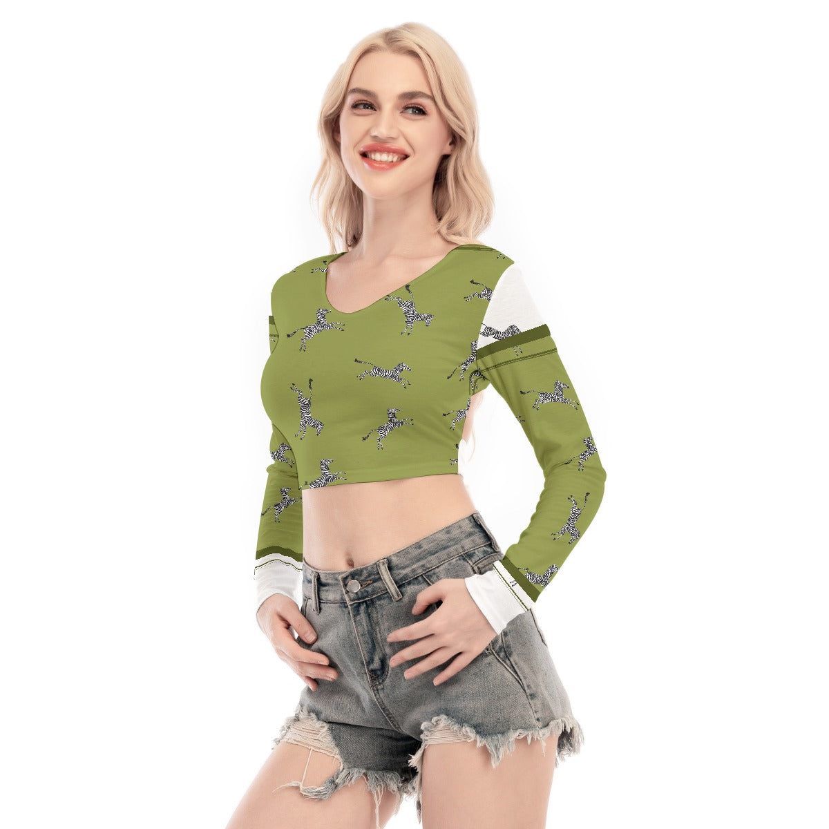 All-Over Print Women's Back Hollow T-shirt With Strap