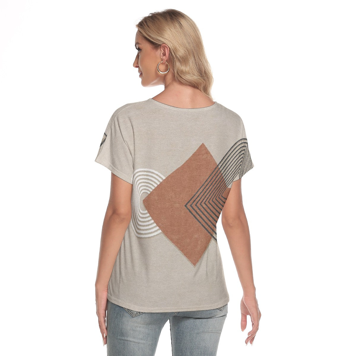 All-Over Print Women's Loose V-neck Short Sleeve T-shirt