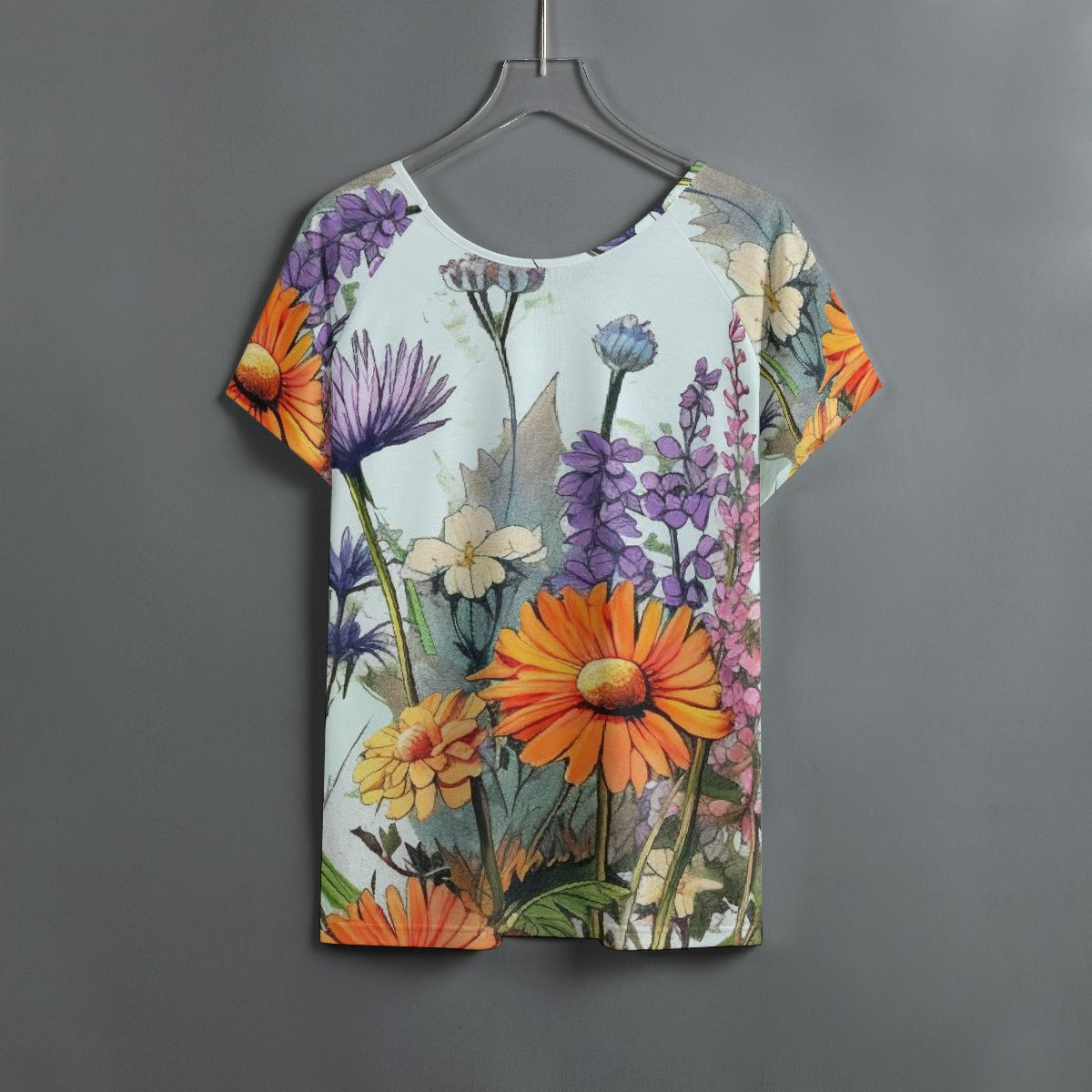 All-Over Print Women's Round Neck T-shirt With Raglan Sleeve