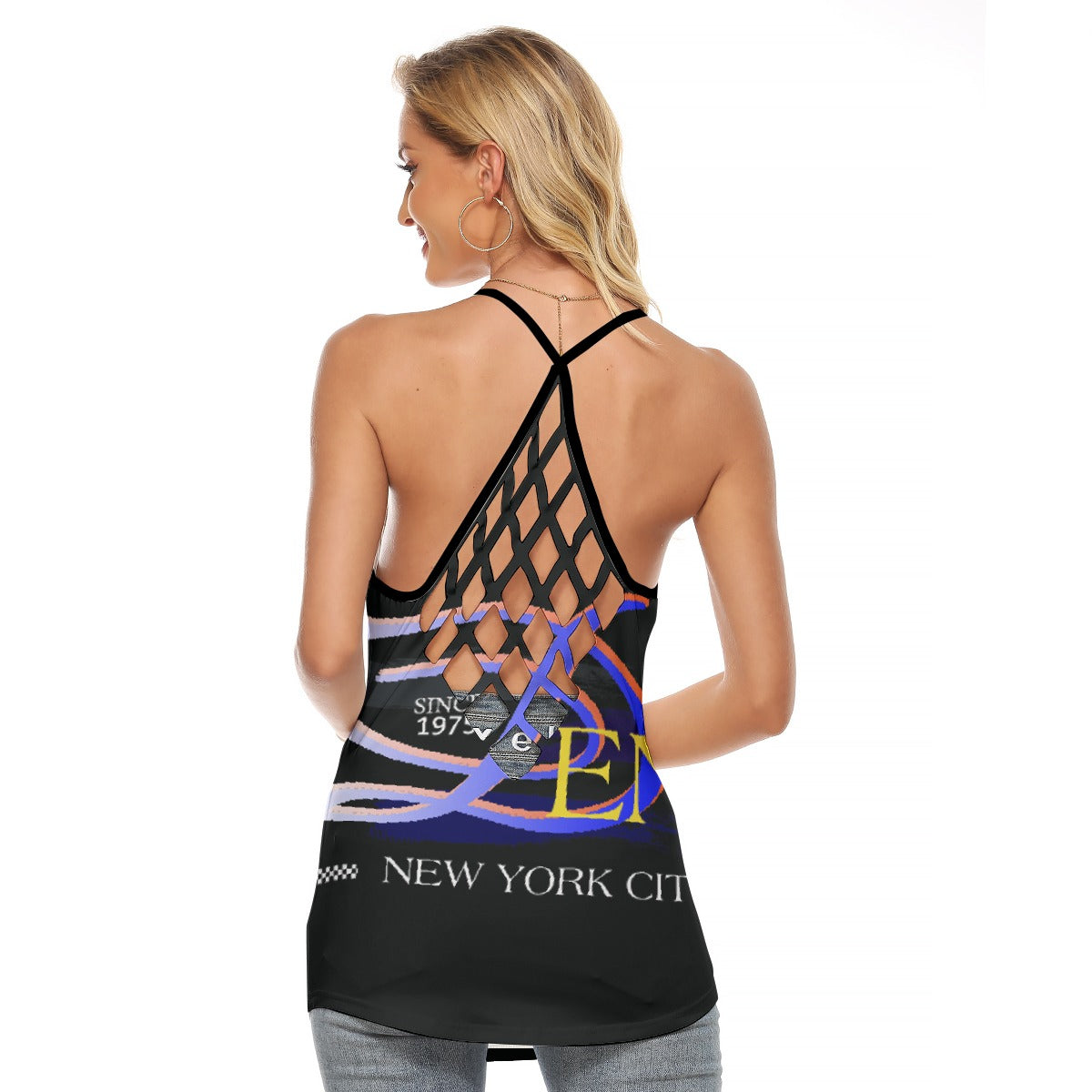 All-Over Print Women's Criss-Cross Open Back Tank Top