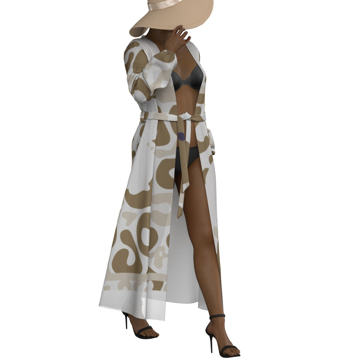 All-Over Print Women's Lace-up Chiffon Robe