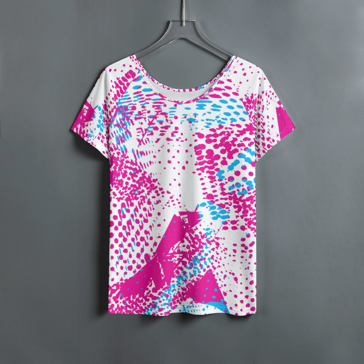 All-Over Print Women's Round Neck T-shirt With Raglan Sleeve