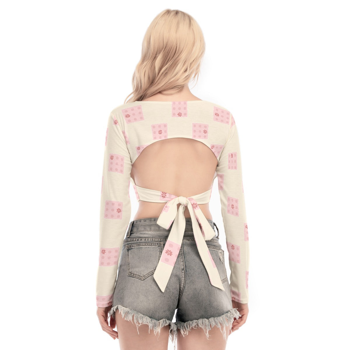 All-Over Print Women's Back Hollow T-shirt With Strap