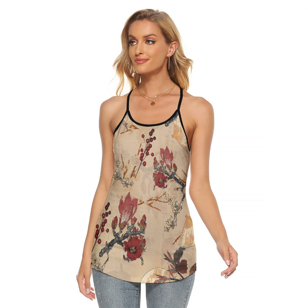 All-Over Print Women's Criss-Cross Open Back Tank Top