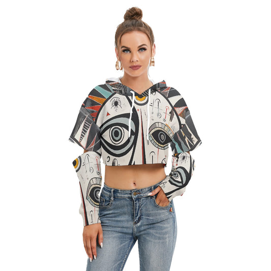All-Over Print Women's Heavy Fleece Hoodie With Hollow Out Sleeve