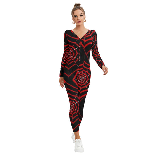 All-Over Print Women's Plunging Neck Jumpsuit
