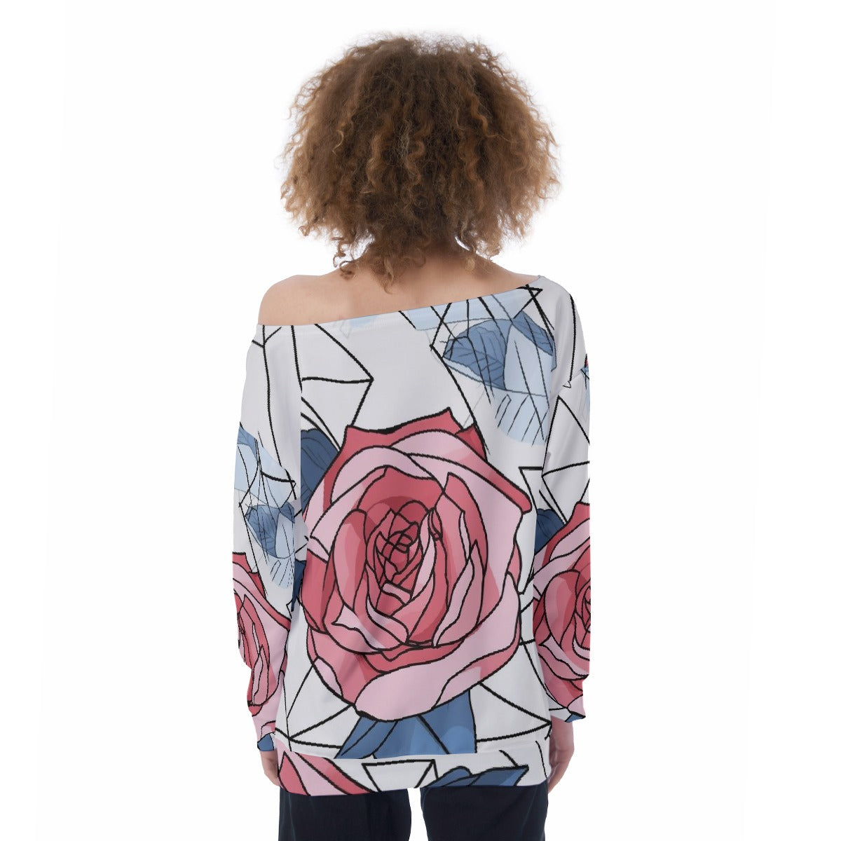 All-Over Print Oversized Women's Off-Shoulder Sweatshirt