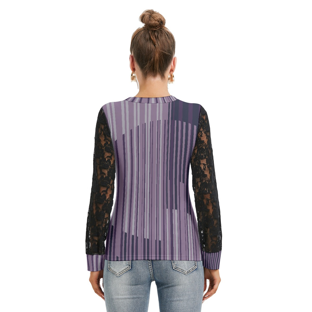 All-Over Print Women's T-shirt And Sleeve With Black Lace