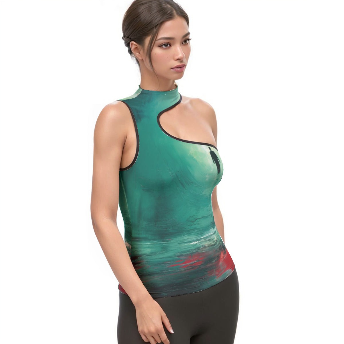 All-Over Print Women's Halter Sleeveless Asymmetrical Tank Top