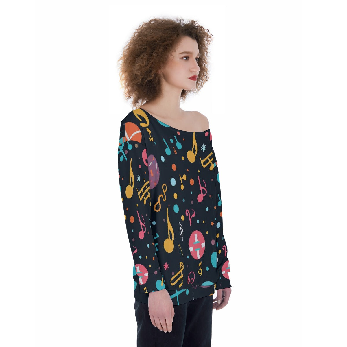 All-Over Print Oversized Women's Off-Shoulder Sweatshirt