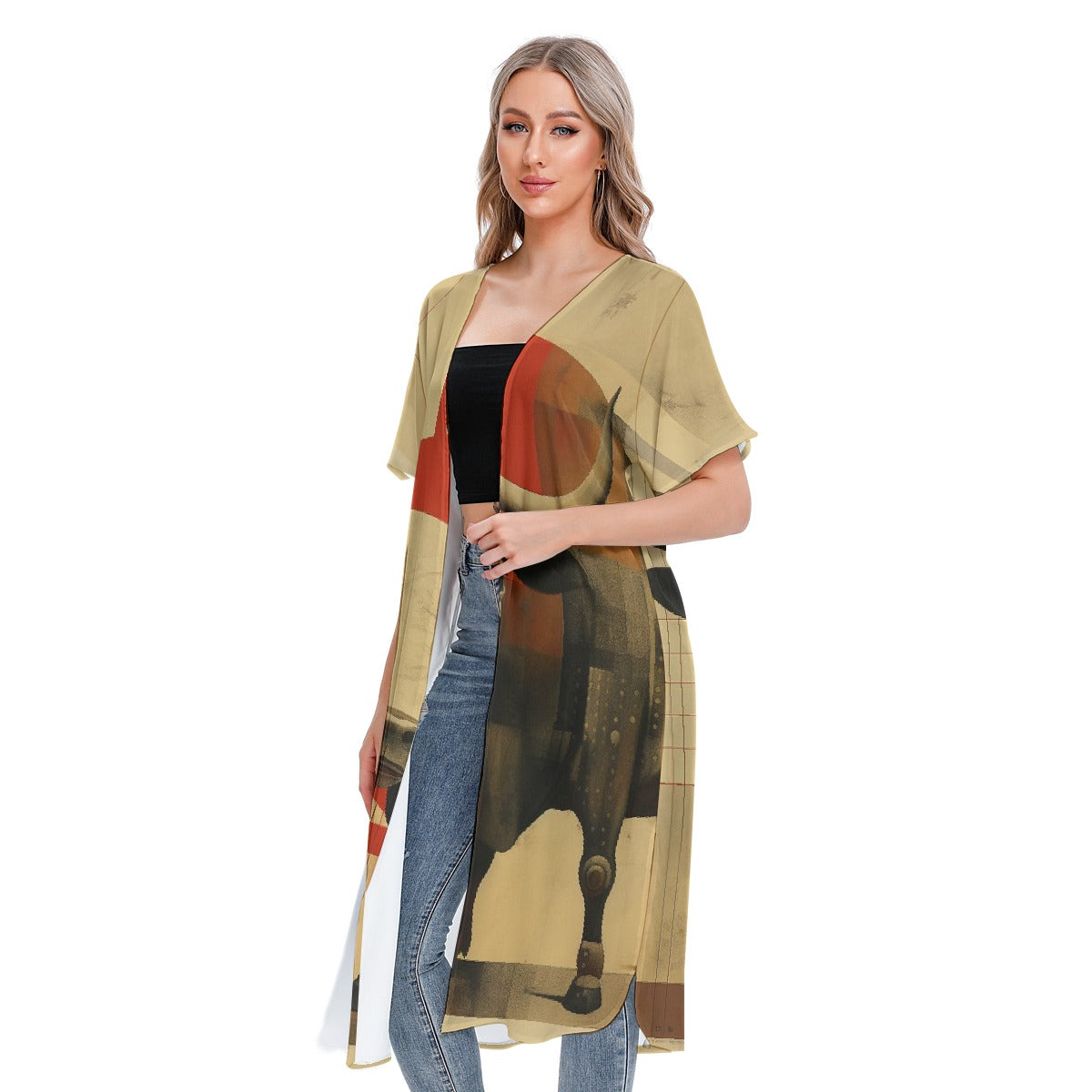 All-Over Print Women's Short Sleeve Cardigan