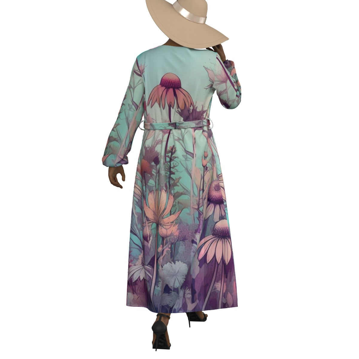 All-Over Print Women's Lace-up Chiffon Robe