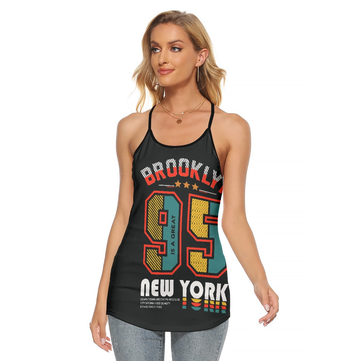 All-Over Print Women's Criss-Cross Open Back Tank Top