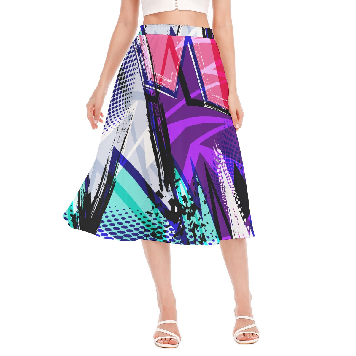 All-Over Print Women's Long Section Chiffon Skirt