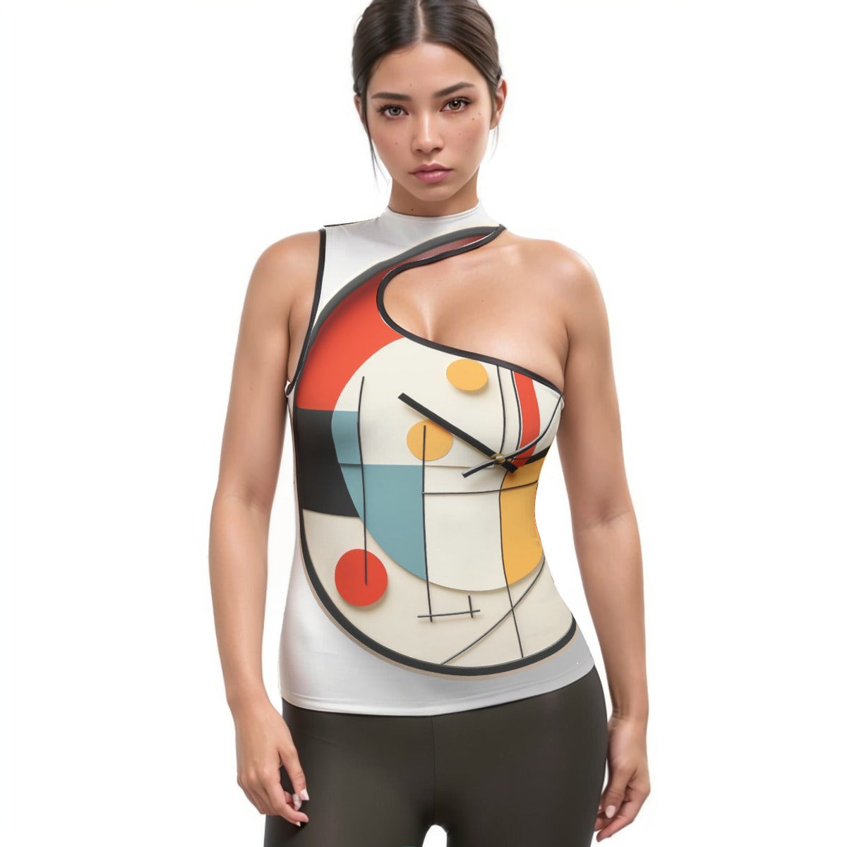All-Over Print Women's Halter Sleeveless Asymmetrical Tank Top