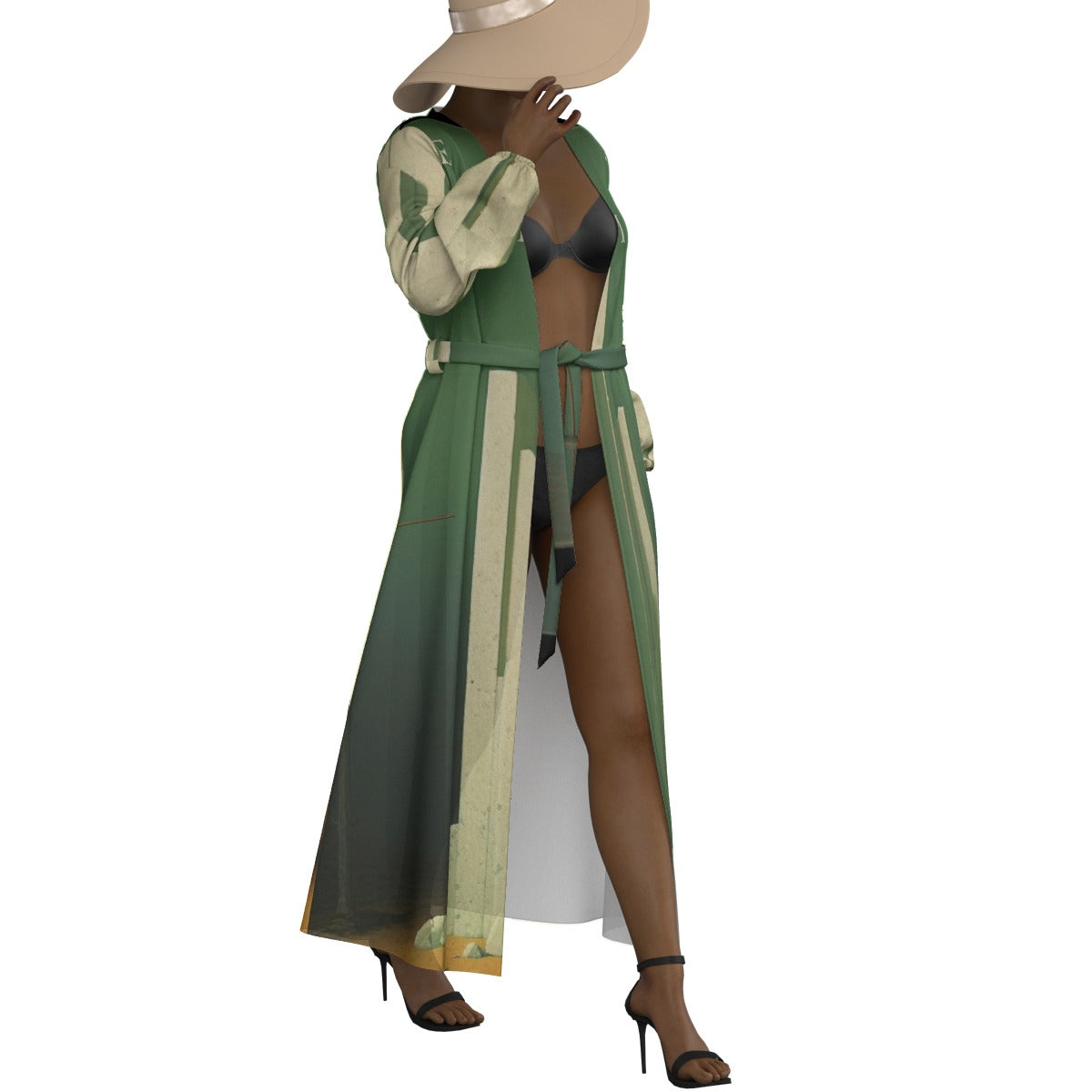 All-Over Print Women's Lace-up Chiffon Robe