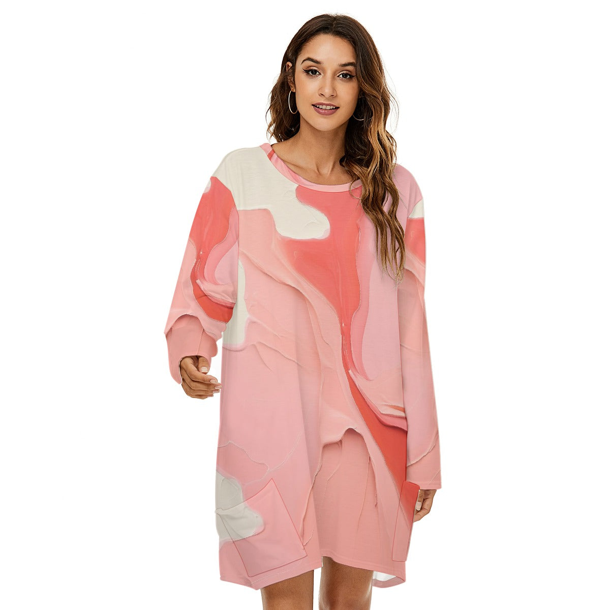 All-Over Print  Women's Loose Crew Neck Dress