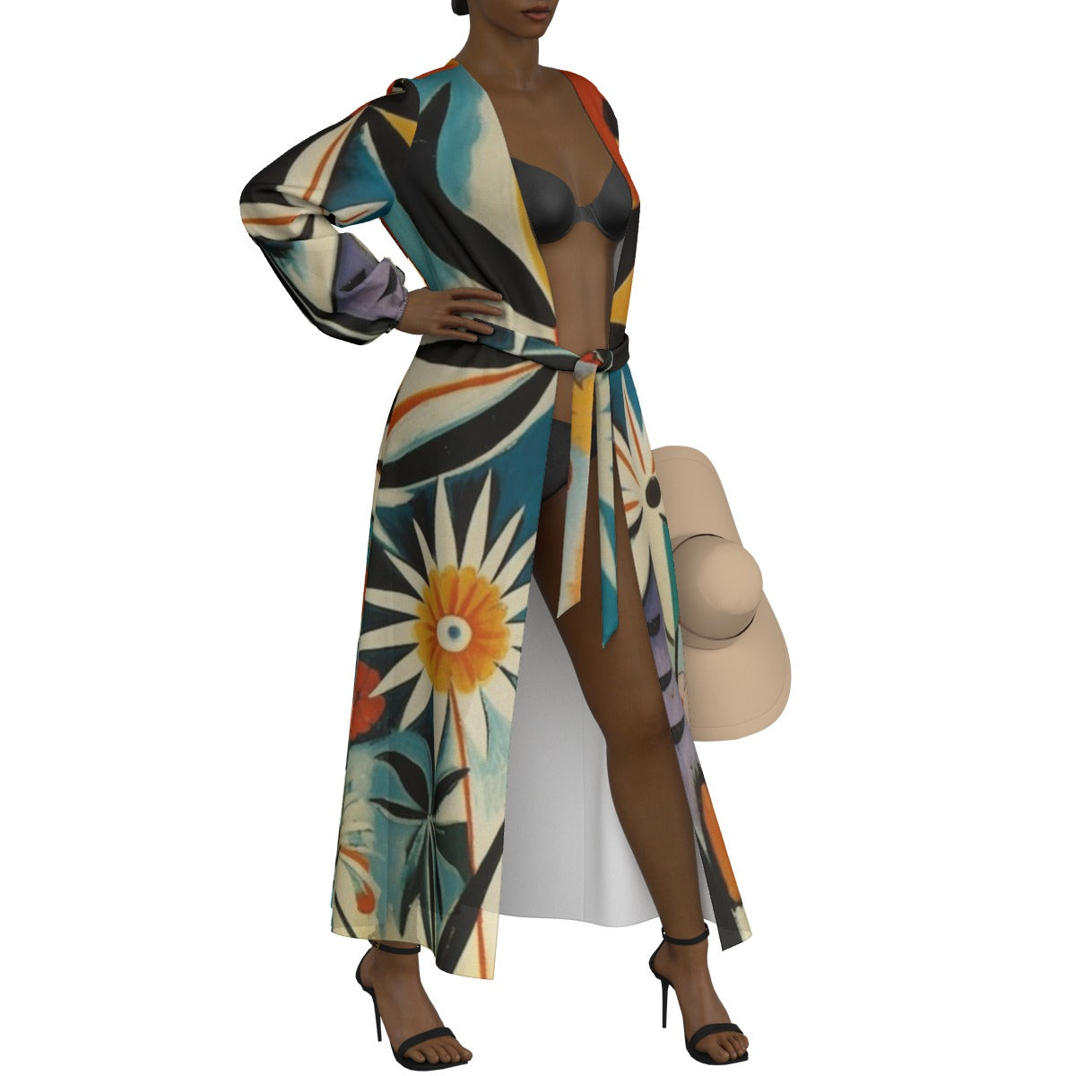 All-Over Print Women's Lace-up Chiffon Robe