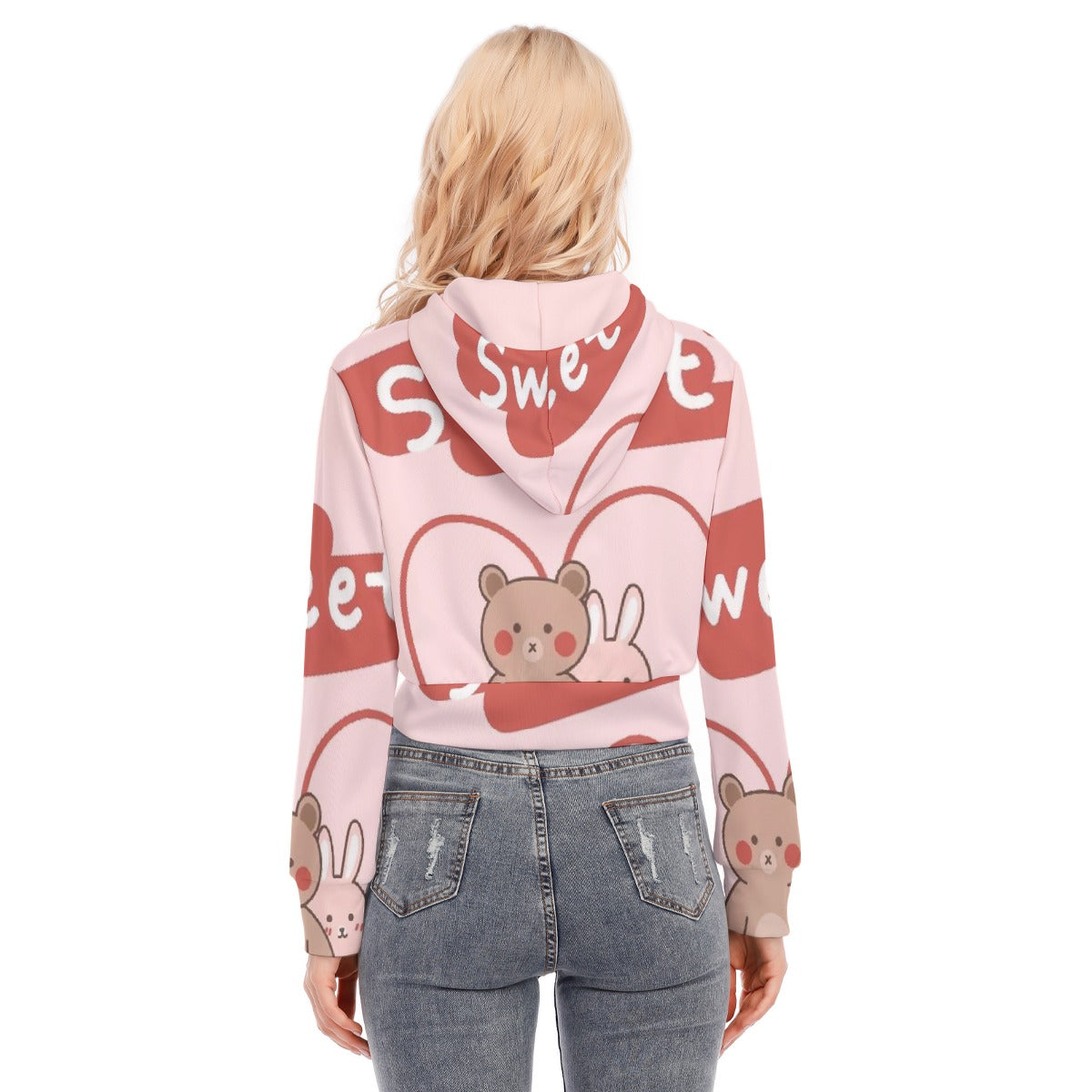 All-Over Print Women's Crop Top Hoodie With Zipper Closure