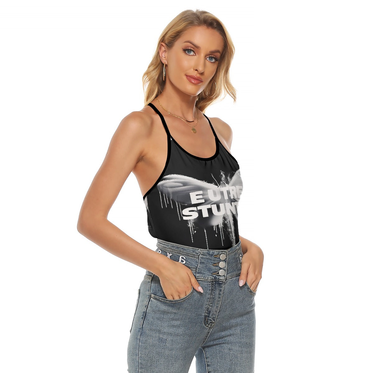 All-Over Print Women's Criss-Cross Open Back Tank Top