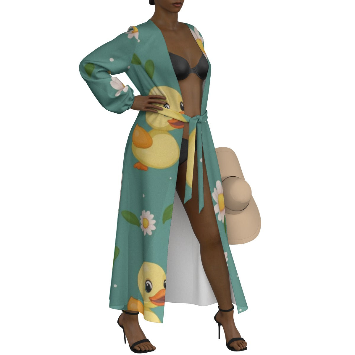 All-Over Print Women's Lace-up Chiffon Robe