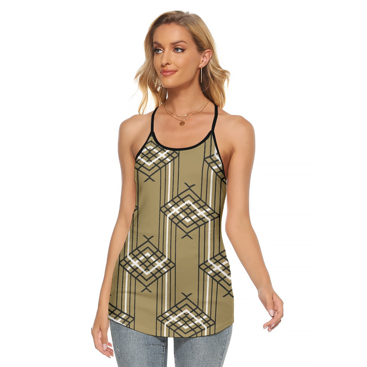 All-Over Print Women's Criss-Cross Open Back Tank Top