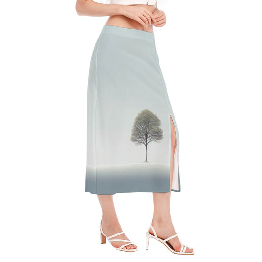 All-Over Print Women's High Slit Long Skirt