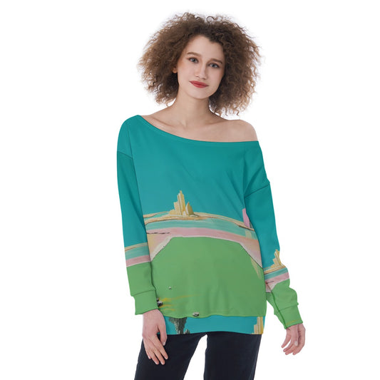 All-Over Print Oversized Women's Off-Shoulder Sweatshirt