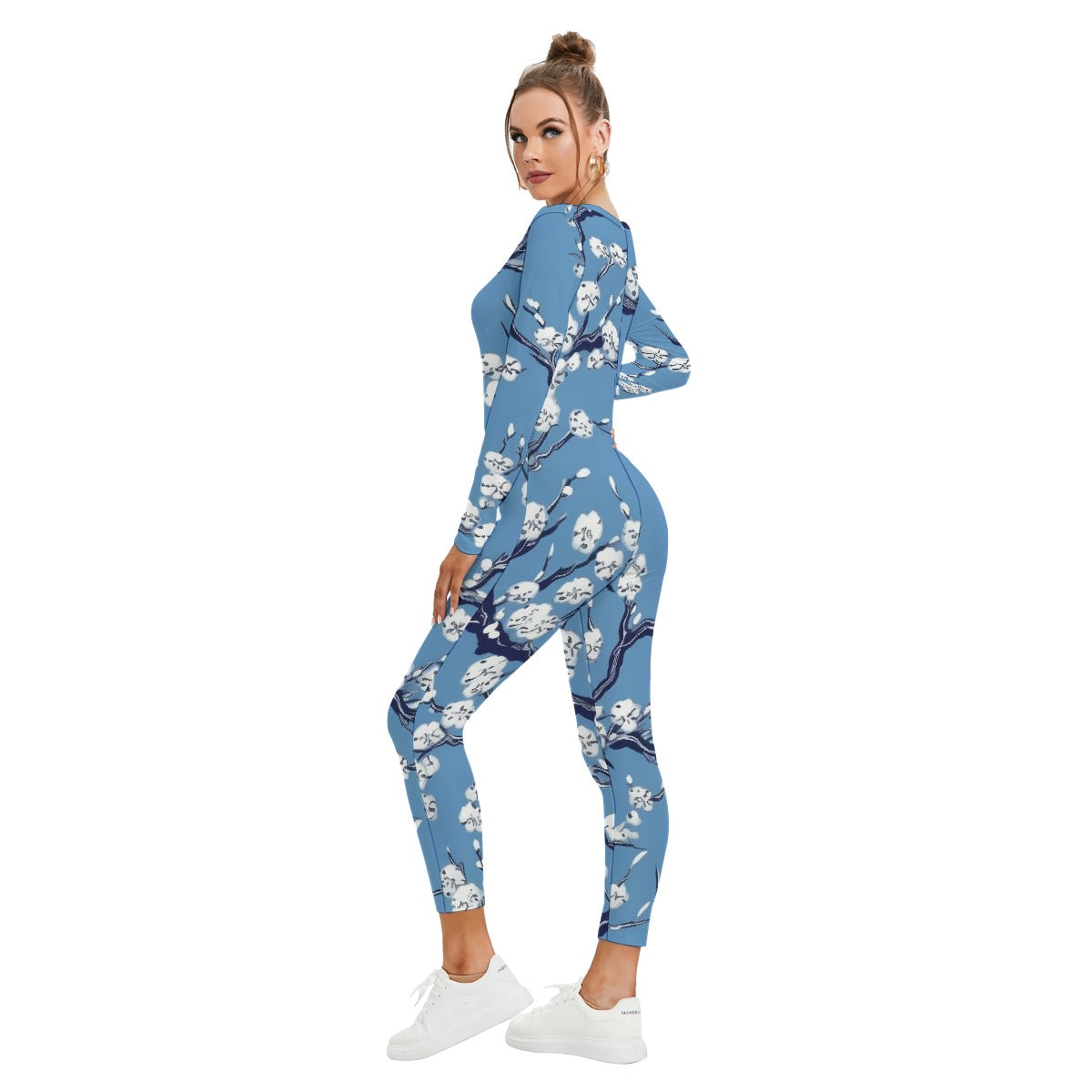 All-Over Print Women's Plunging Neck Jumpsuit