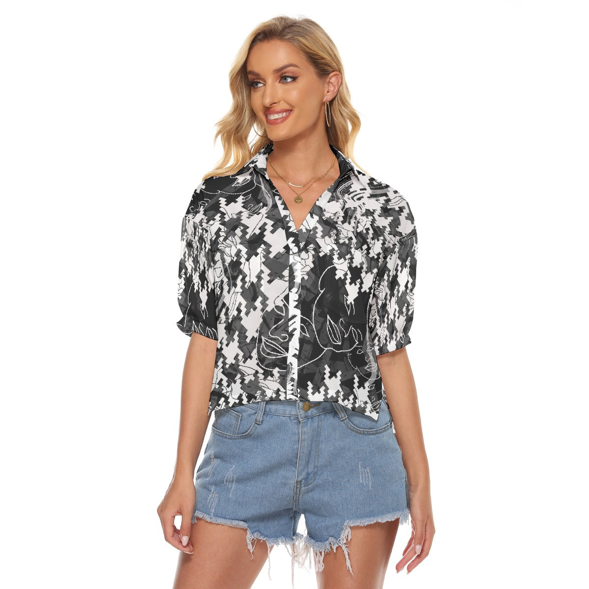 All-Over Print Women's V-neck Shirts