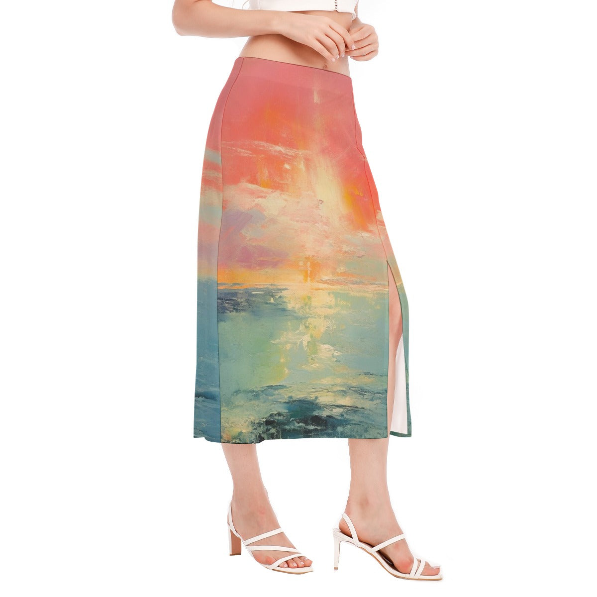 All-Over Print Women's High Slit Long Skirt