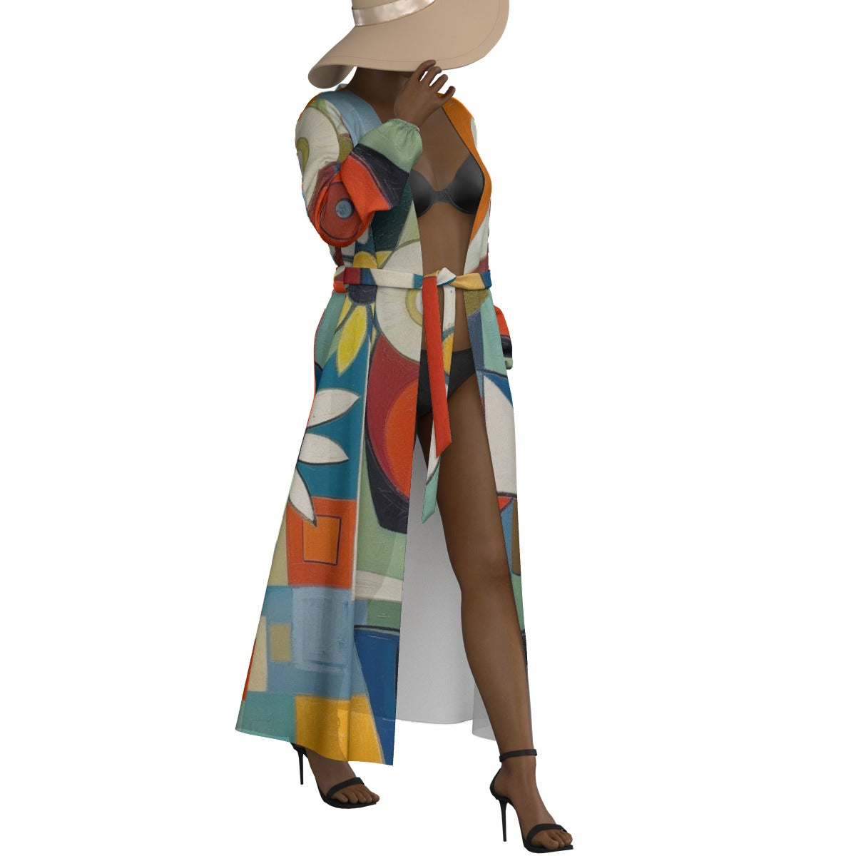 All-Over Print Women's Lace-up Chiffon Robe