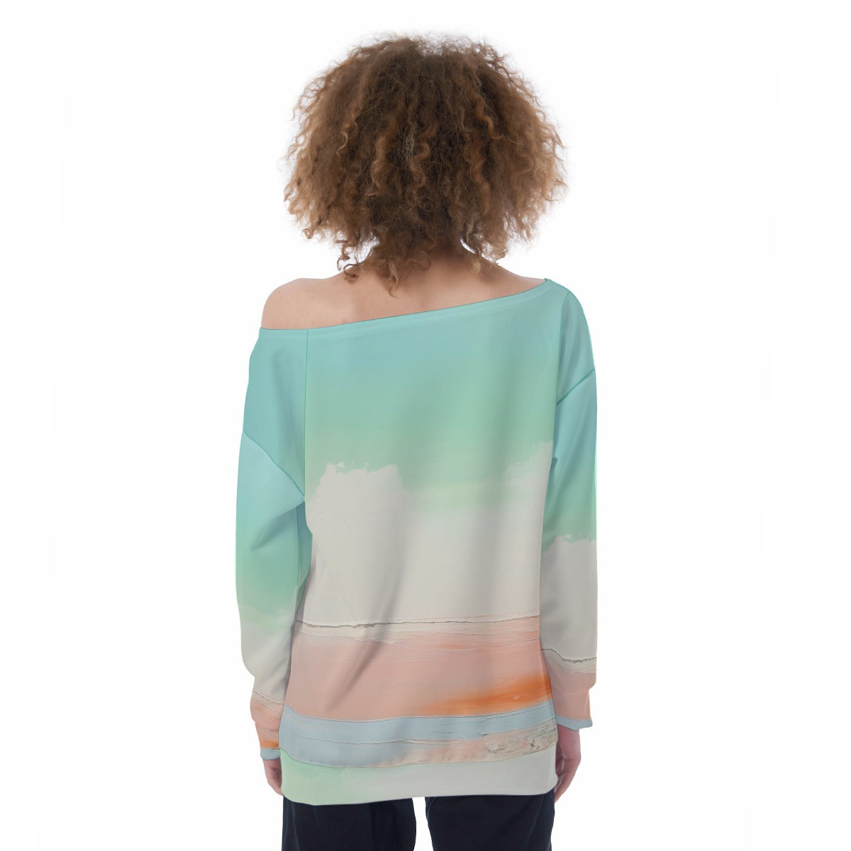 All-Over Print Oversized Women's Off-Shoulder Sweatshirt