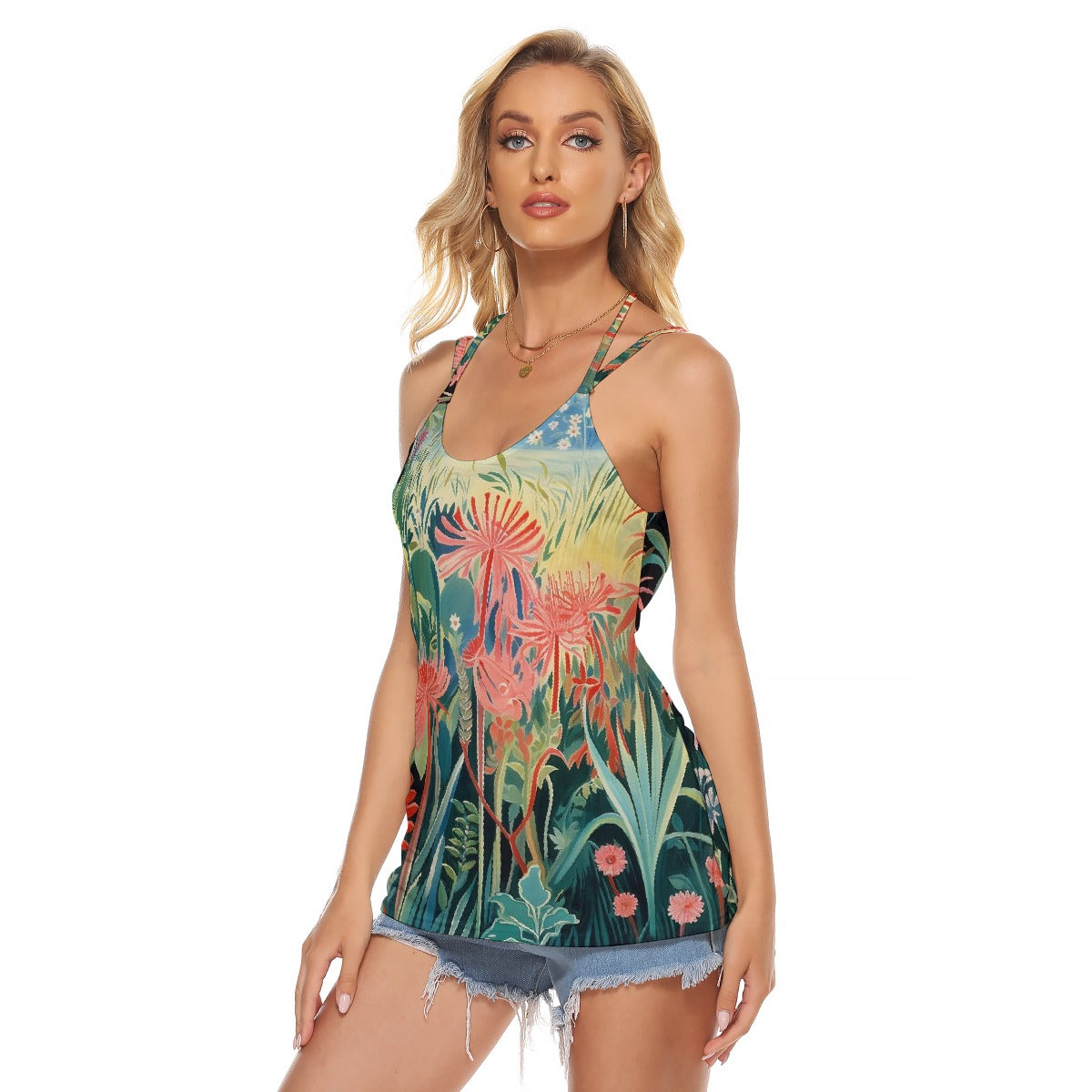 All-Over Print Women's Halter Top With Backless