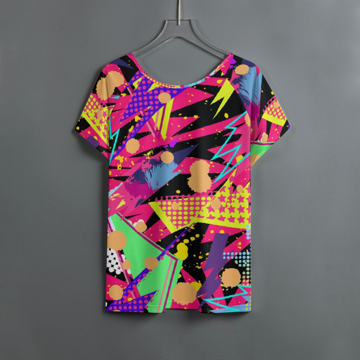 All-Over Print Women's Round Neck T-shirt With Raglan Sleeve