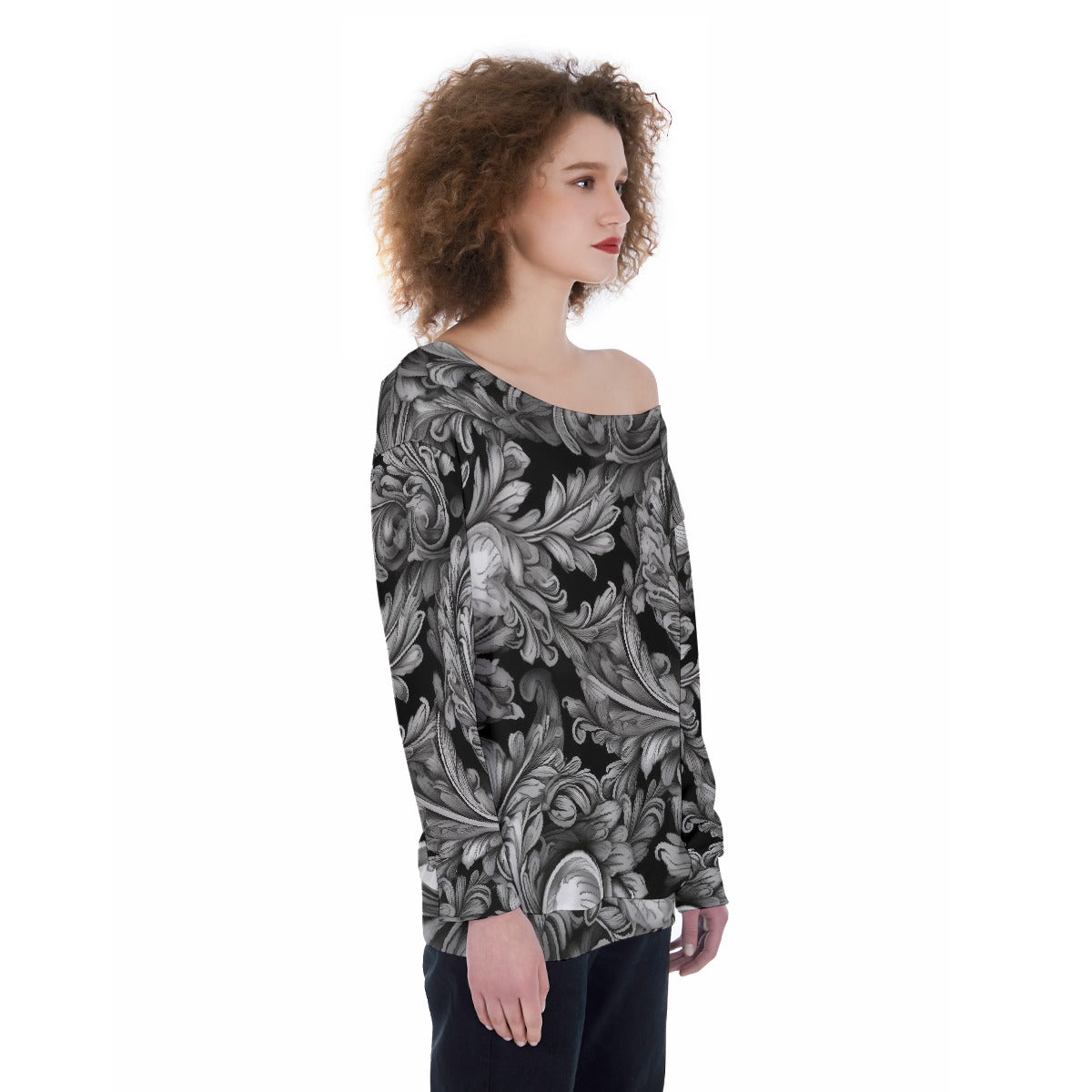 All-Over Print Oversized Women's Off-Shoulder Sweatshirt