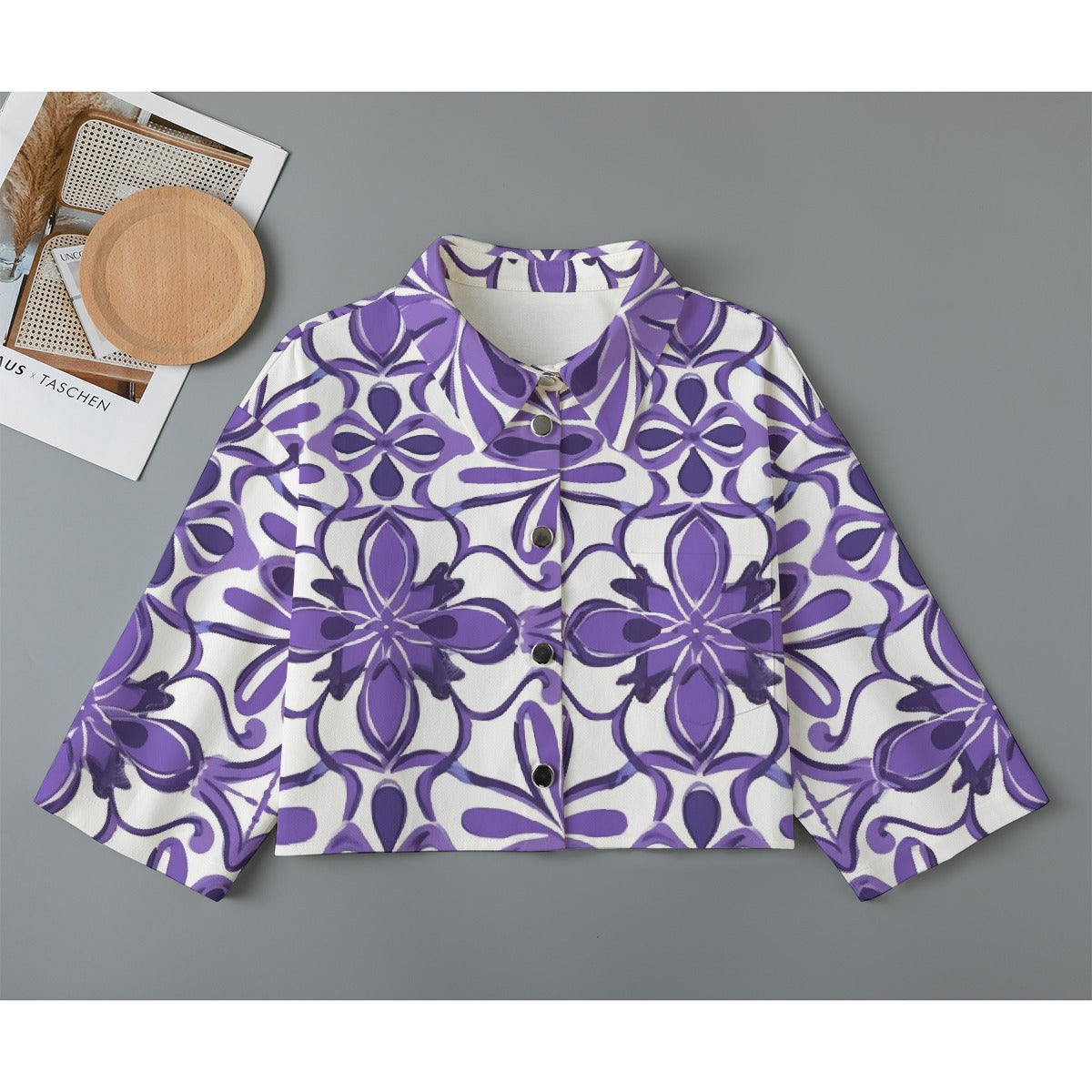 All-Over Print Women's Cropped Jacket | 245GSM Cotton