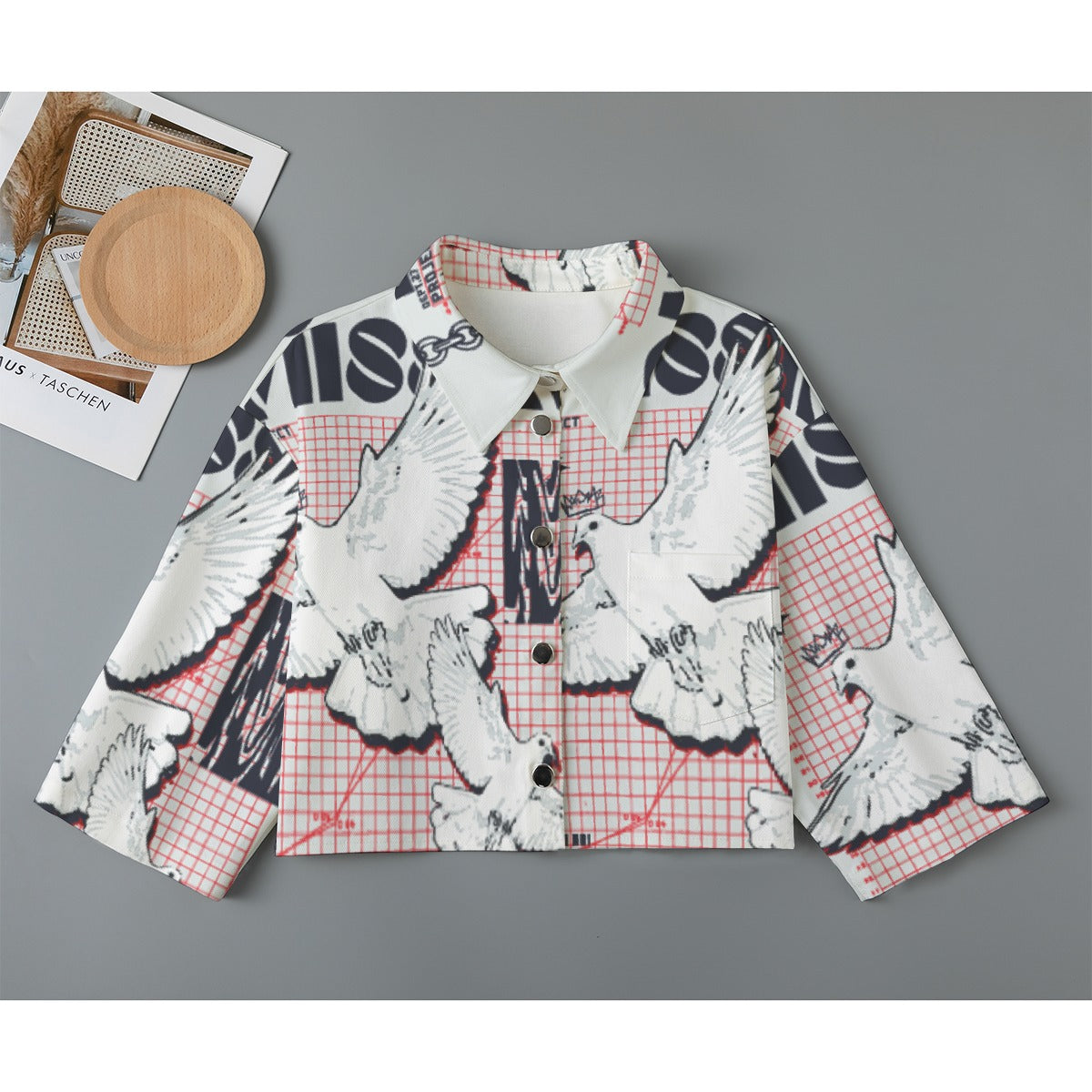 All-Over Print Women's Cropped Jacket | 245GSM Cotton