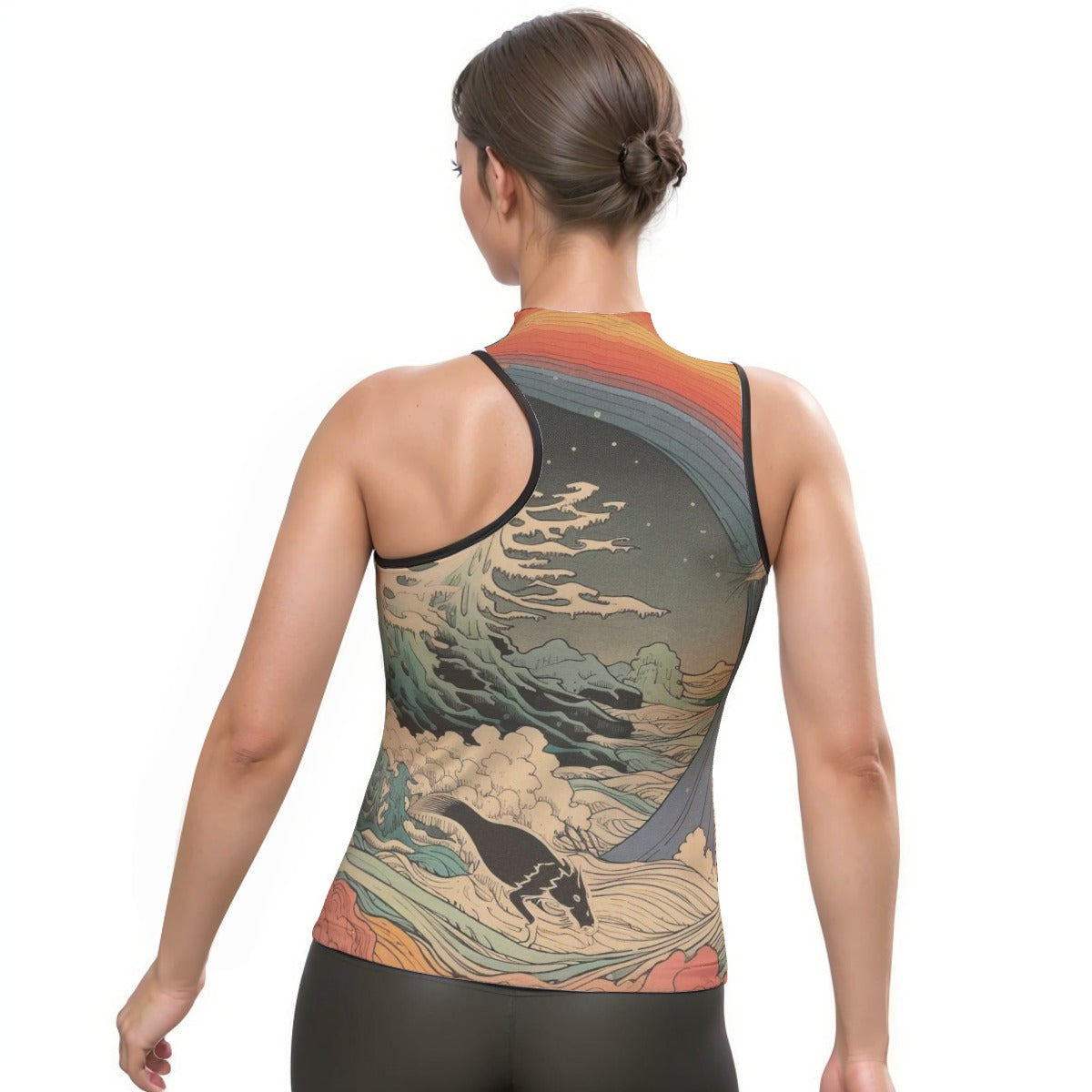 All-Over Print Women's Halter Sleeveless Asymmetrical Tank Top