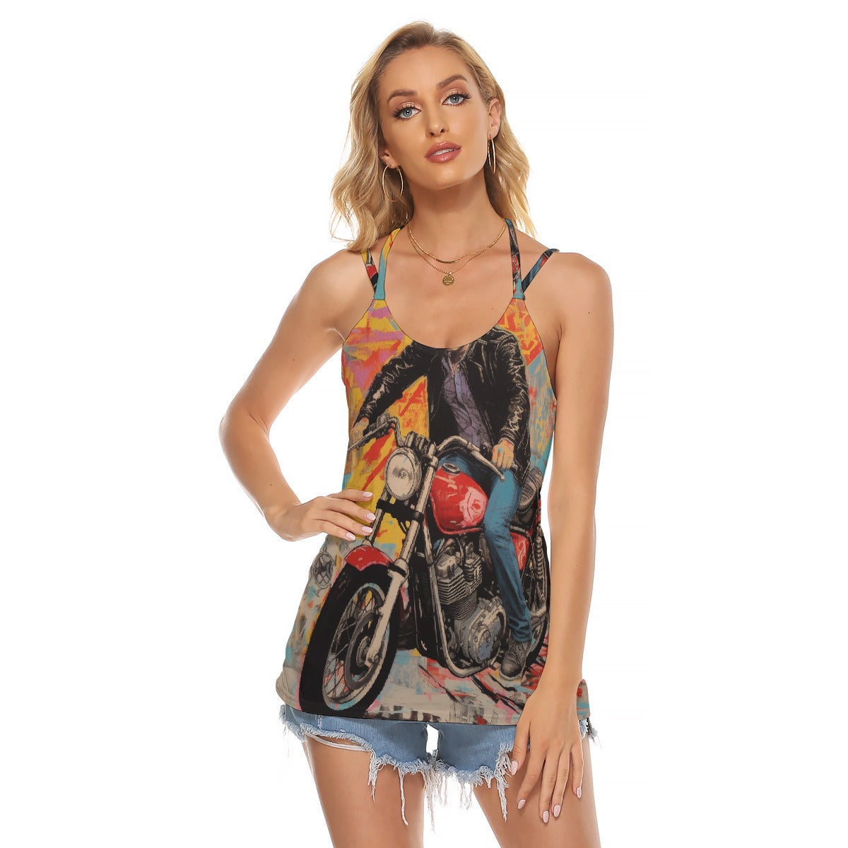 All-Over Print Women's Halter Top With Backless