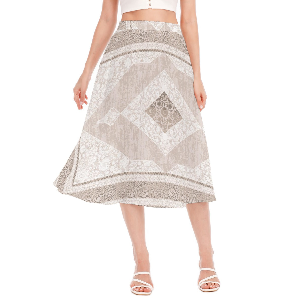 All-Over Print Women's Long Section Chiffon Skirt