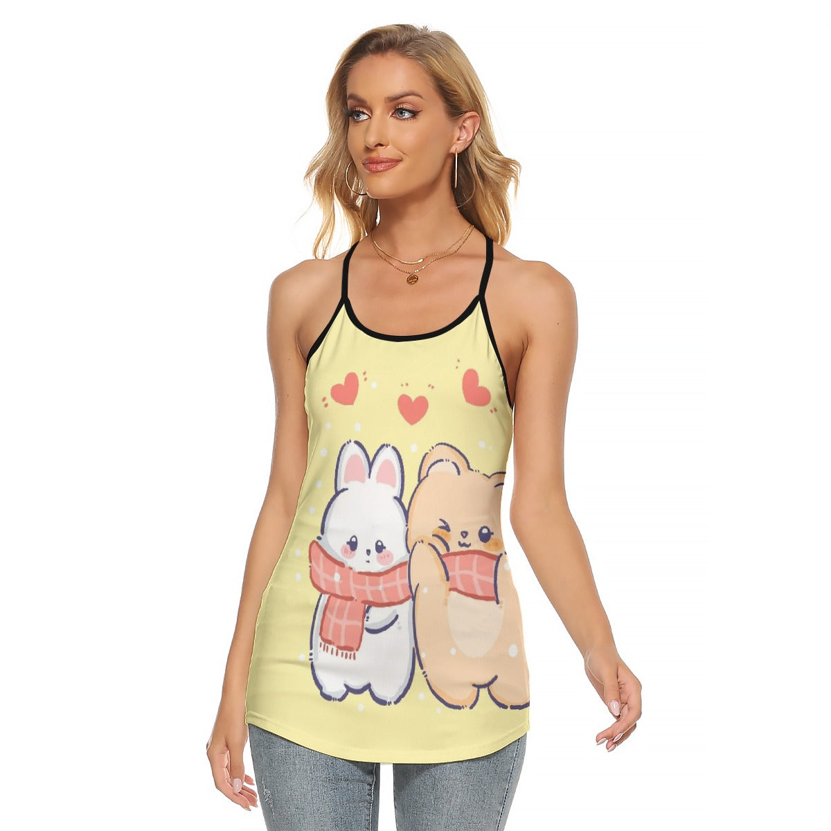 All-Over Print Women's Criss-Cross Open Back Tank Top