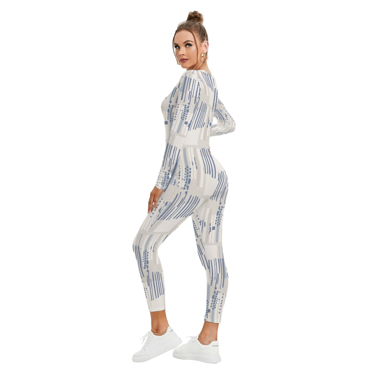 All-Over Print Women's Plunging Neck Jumpsuit