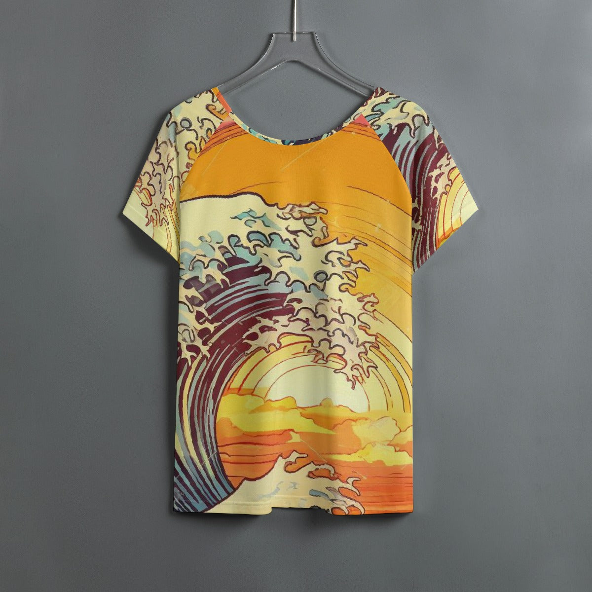 All-Over Print Women's Round Neck T-shirt With Raglan Sleeve