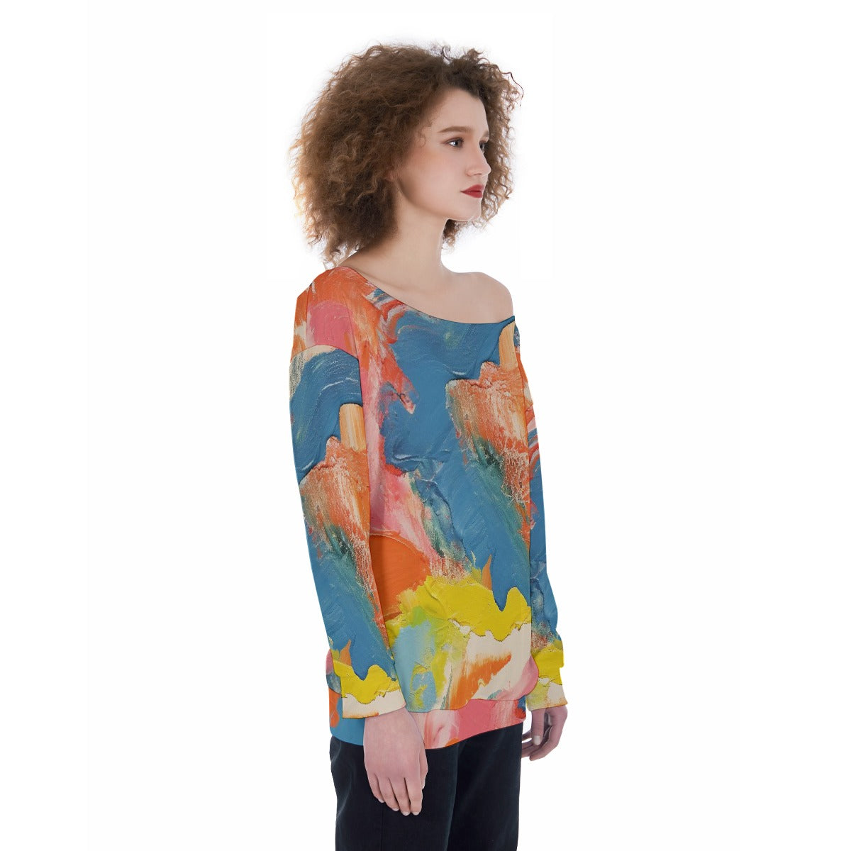 All-Over Print Oversized Women's Off-Shoulder Sweatshirt