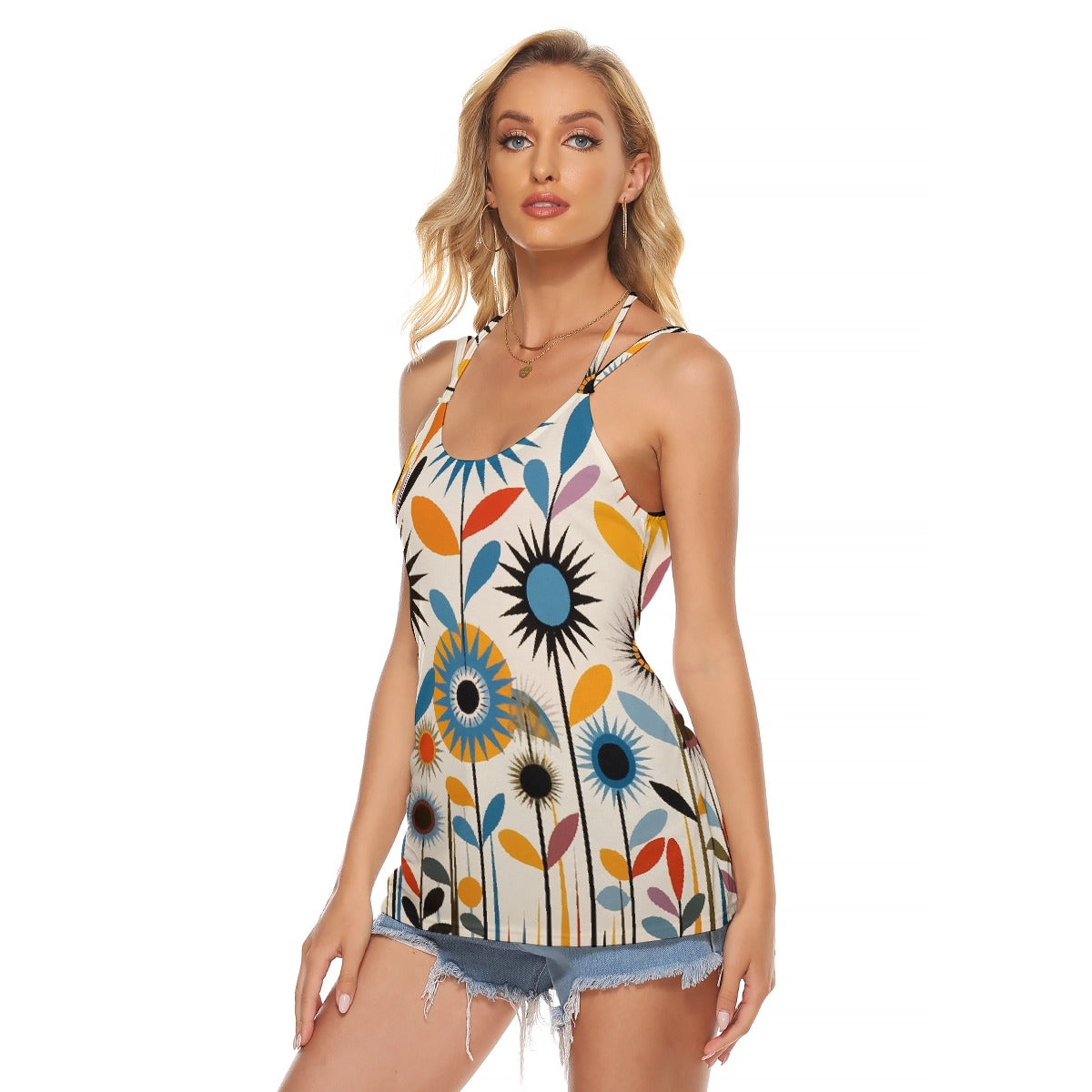 All-Over Print Women's Halter Top With Backless
